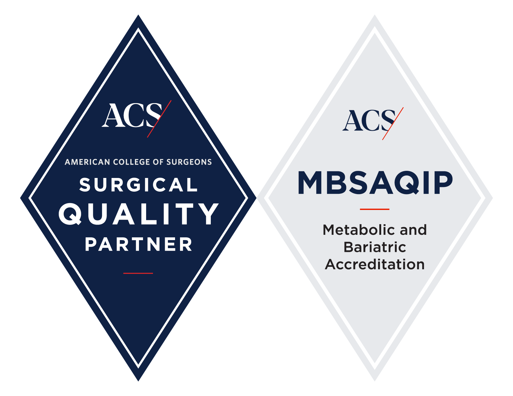 Double diamond logo showing American College of Surgeons MBSAQIP logo