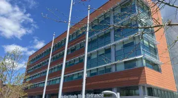 South Shore Hospital front entrance spring