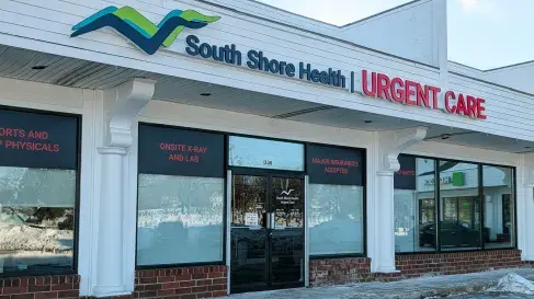 The exterior of the Weymouth South Shore Health Urgent Care practice.